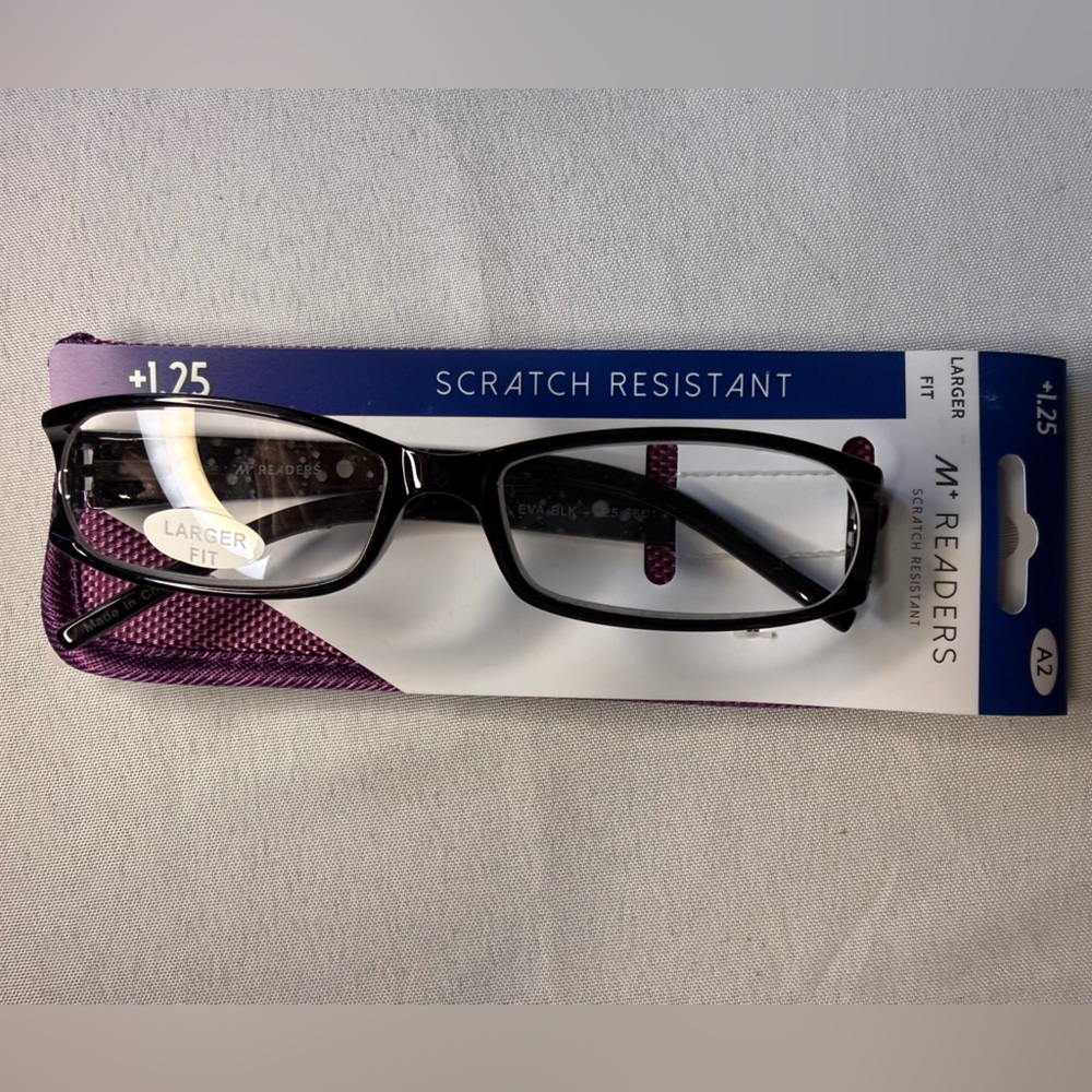 3/$15*Black Patterned w Crystal Accents Design Reading Glasses A2 +1.25 & Pouch